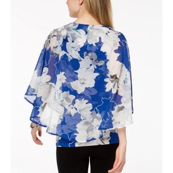 Alfani Flutter-Sleeve Top Blue Prolific Lil S - Picture 2 of 3